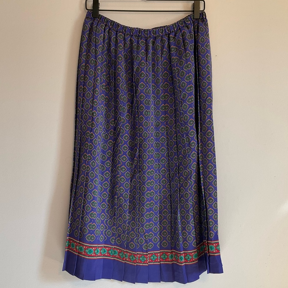 Leslie Fay Vintage Pleated Midi Skirt Size 14 Made in USA Jewel Tone Career Wear